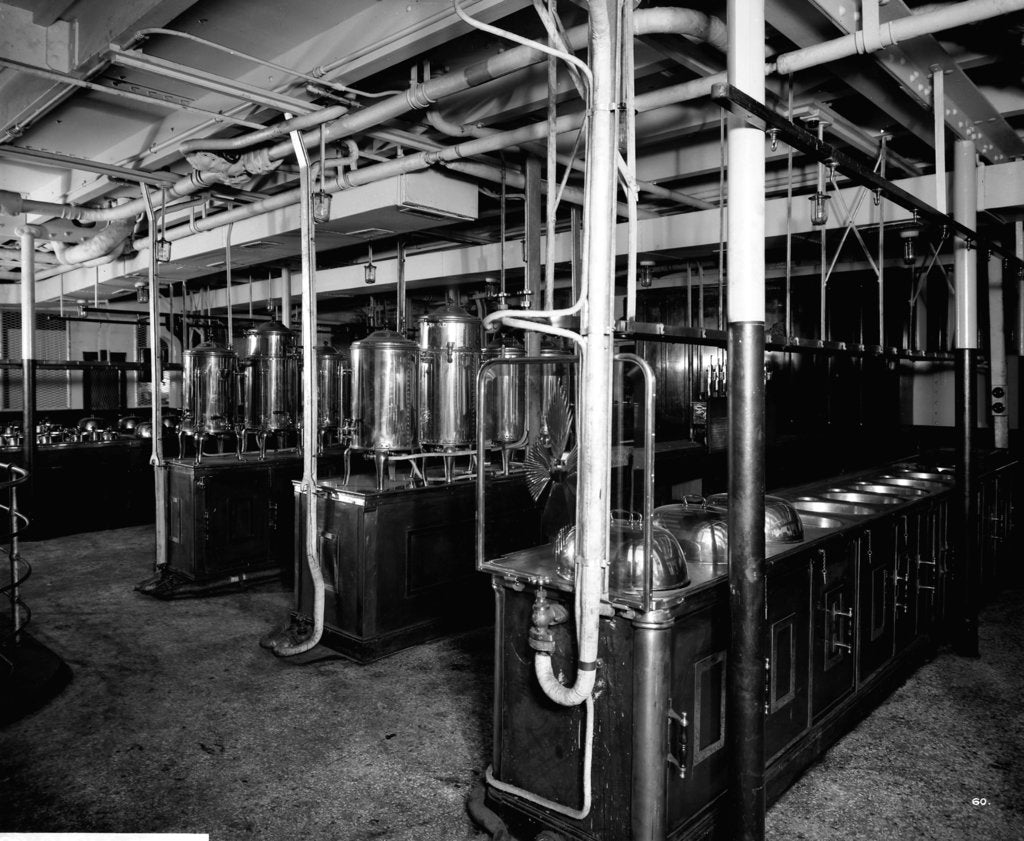 Detail of Still Room on the 'Aquitania' (1914) by Bedford Lemere & Co.