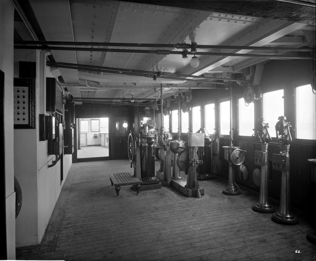 Detail of Wheelhouse on the 'Aquitania' (1914) by Bedford Lemere & Co.