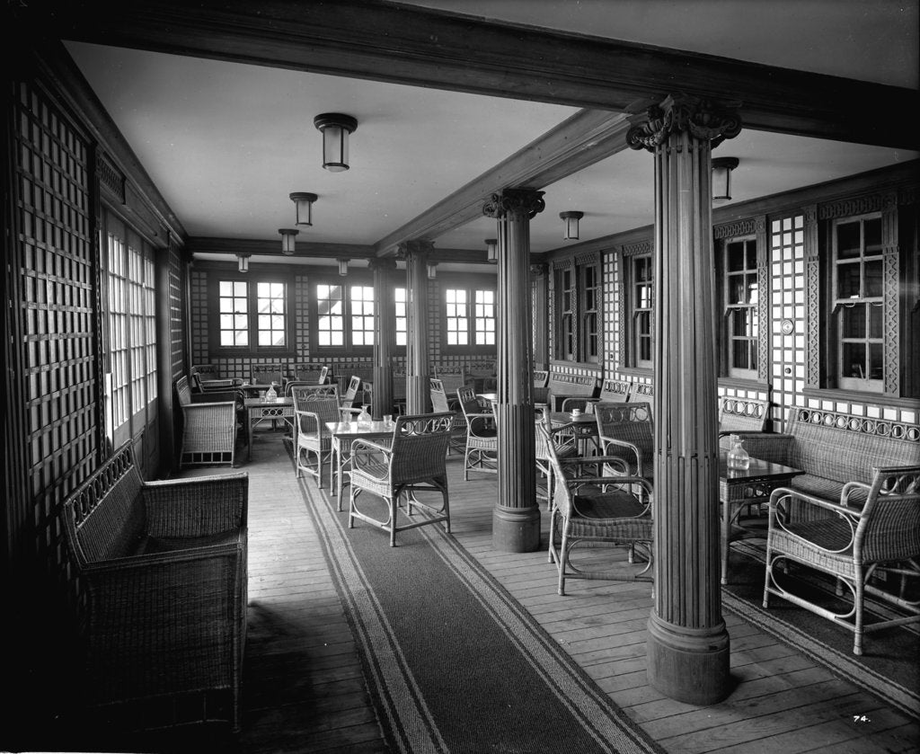 Detail of Second Class Verandah Cafe on the 'Aquitania' (1914) by Bedford Lemere & Co.