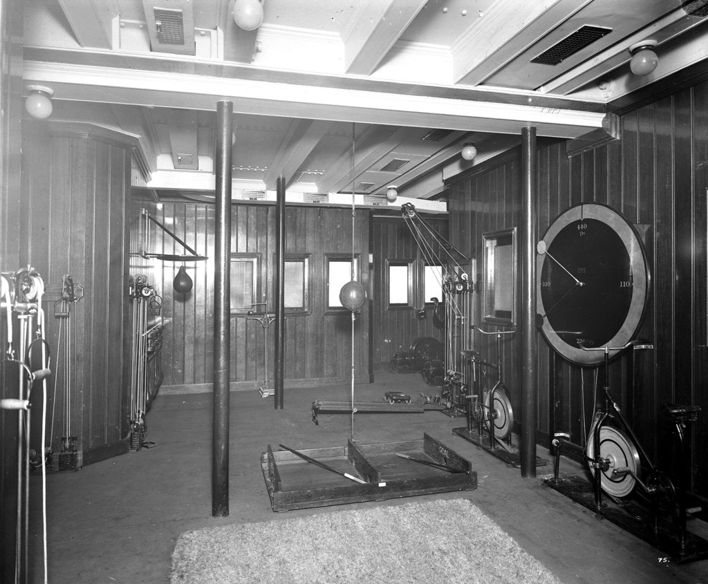 Detail of Second Class Gymnasium on the 'Aquitania' (1914) by Bedford Lemere & Co.