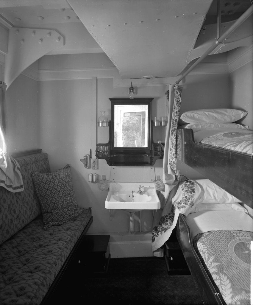 Detail of Second Class stateroom on the 'Aquitania' (1914) by Bedford Lemere & Co.