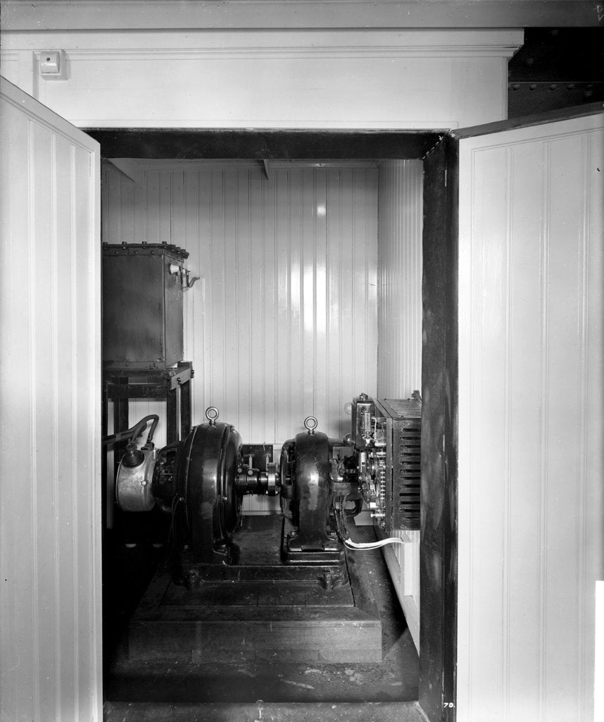 Detail of Motor Alternator Room on the 'Aquitania' (1914) by Bedford Lemere & Co.