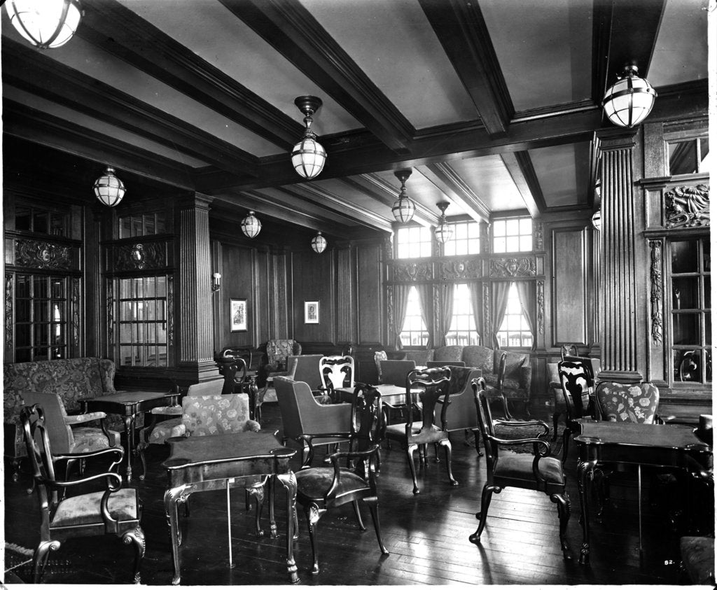 Detail of First Class Smoking Room on the 'Aquitania' (1914) by Bedford Lemere & Co.