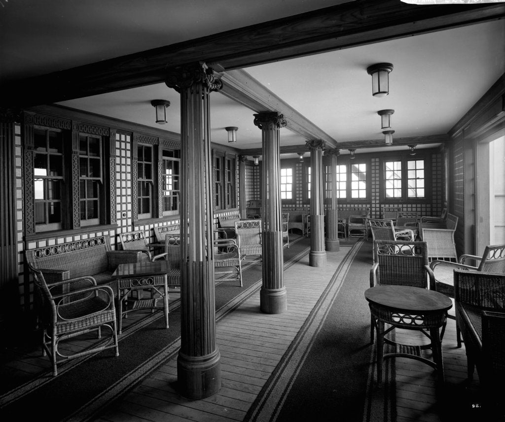Detail of Second Class Verandah Cafe on the 'Aquitania' (1914) by Bedford Lemere & Co.