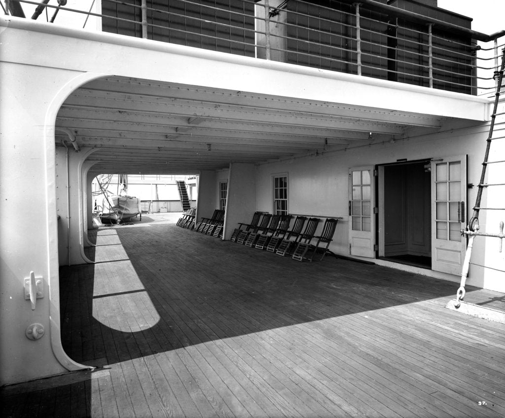 Detail of Second Class Promenade on the 'Aquitania' (1914) by Bedford Lemere & Co.