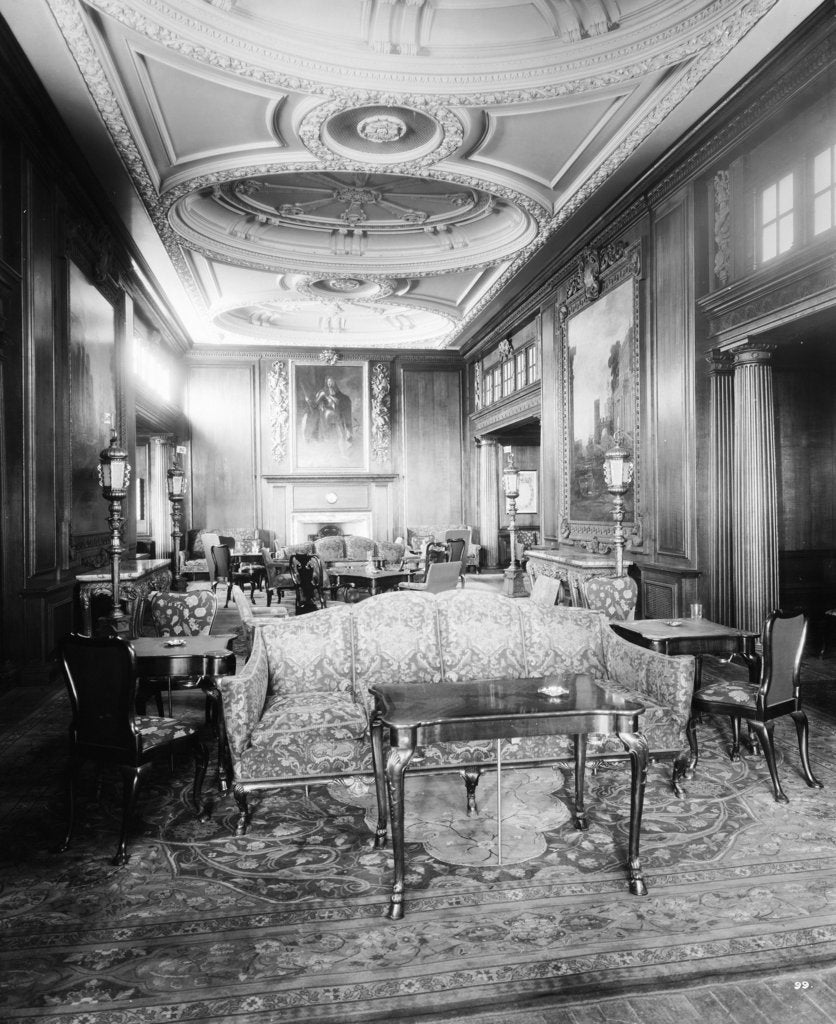 Detail of First Class Smoking Room on the 'Aquitania' (1914) by Bedford Lemere & Co.
