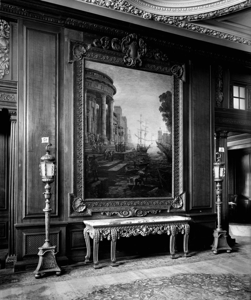 Detail of Painting in the First Class Smoking Room on the 'Aquitania' (1914) by Bedford Lemere & Co.