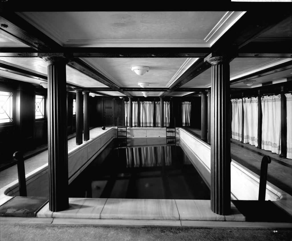 Detail of First Class Swimming Bath on the 'Aquitania' (1914) by Bedford Lemere & Co.