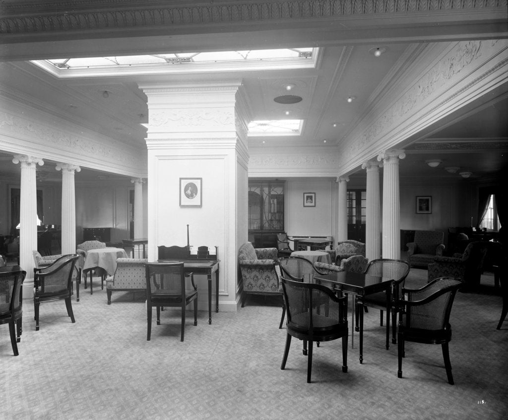 Detail of Second Class Drawing Room on the 'Aquitania' (1914) by Bedford Lemere & Co.