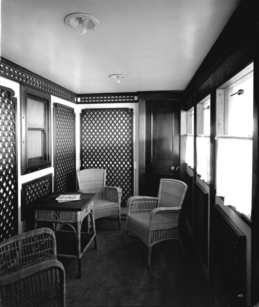 Detail of Romney Suite on the 'Aquitania' (1914) by Bedford Lemere & Co.