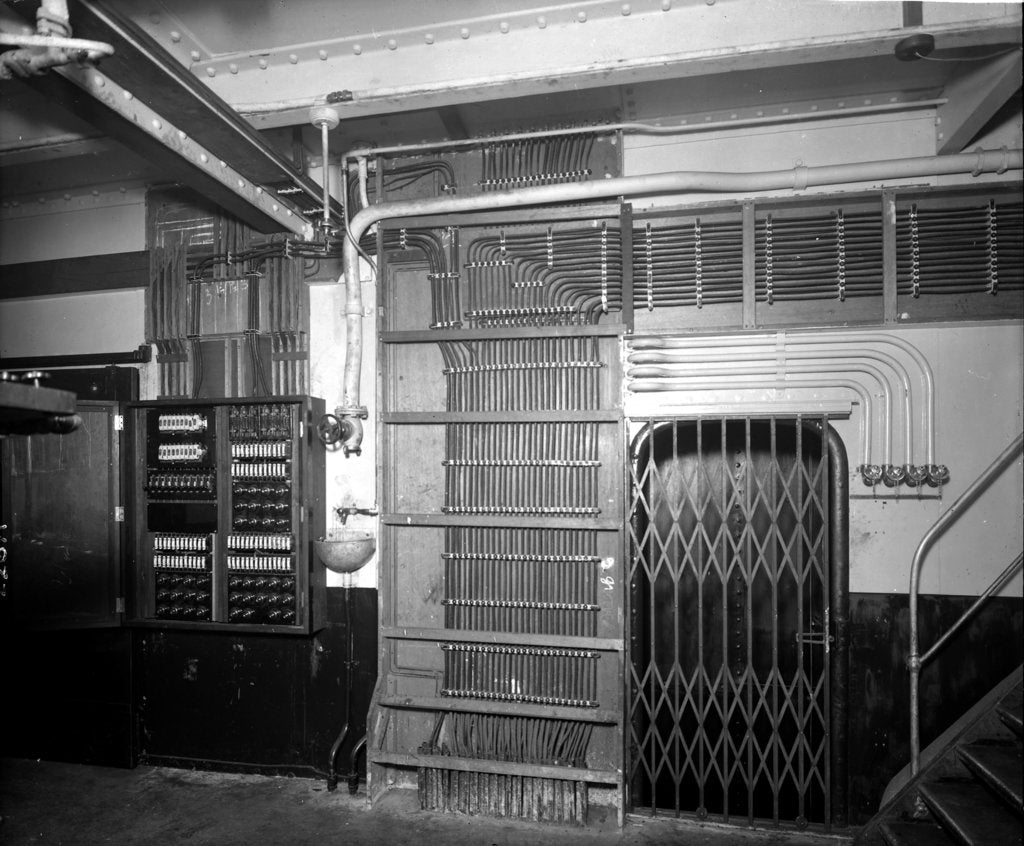 Detail of Electrical wiring in the First Class Pantry on the 'Aquitania' (1914) by Bedford Lemere & Co.