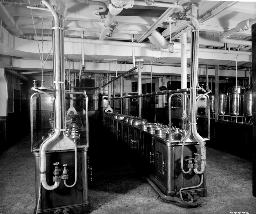 Detail of First Class Pantry on the 'Aquitania' (1914) by Bedford Lemere & Co.