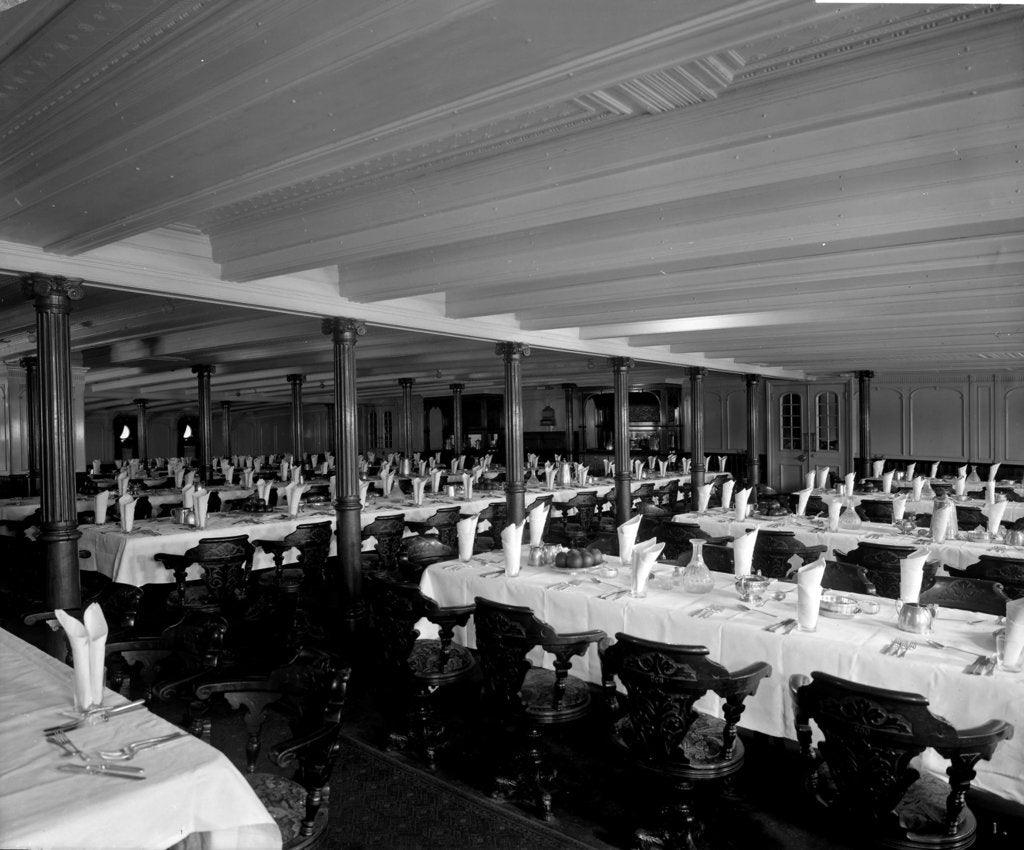 Detail of Second Class Dining Saloon on the 'Adriatic' (1906) by Bedford Lemere & Co.