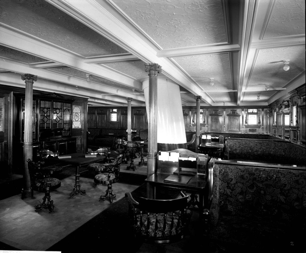 Detail of Second Class Library on the 'Adriatic' (1906) by Bedford Lemere & Co.