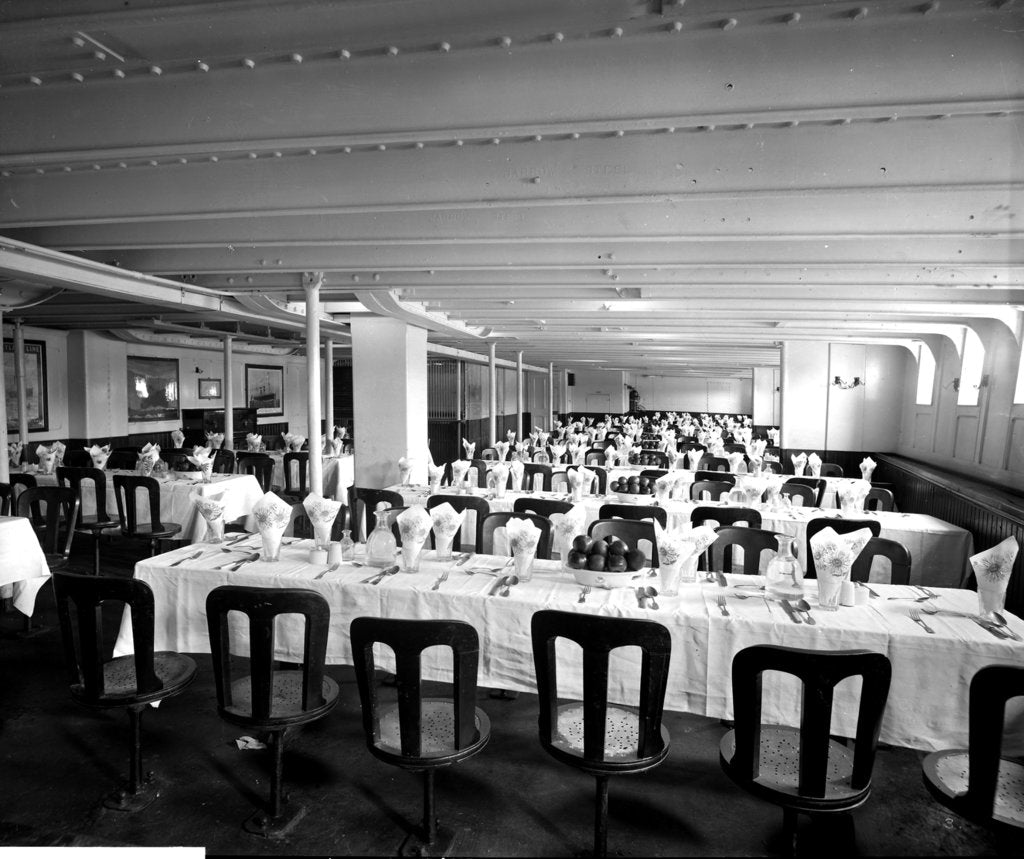 Detail of Third Class Dining Saloon on the 'Adriatic' (1906) by Bedford Lemere & Co.