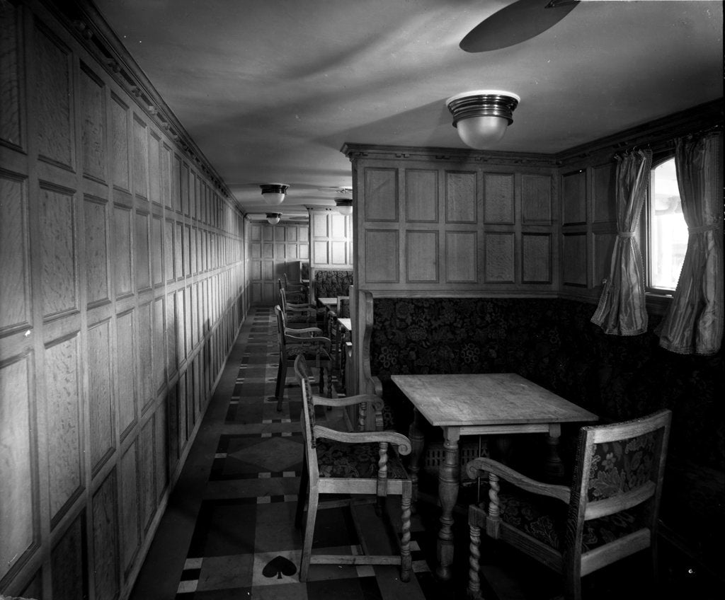 Detail of Cabin Class Card Room on the 'Missanabie' (1914) by Bedford Lemere & Co.