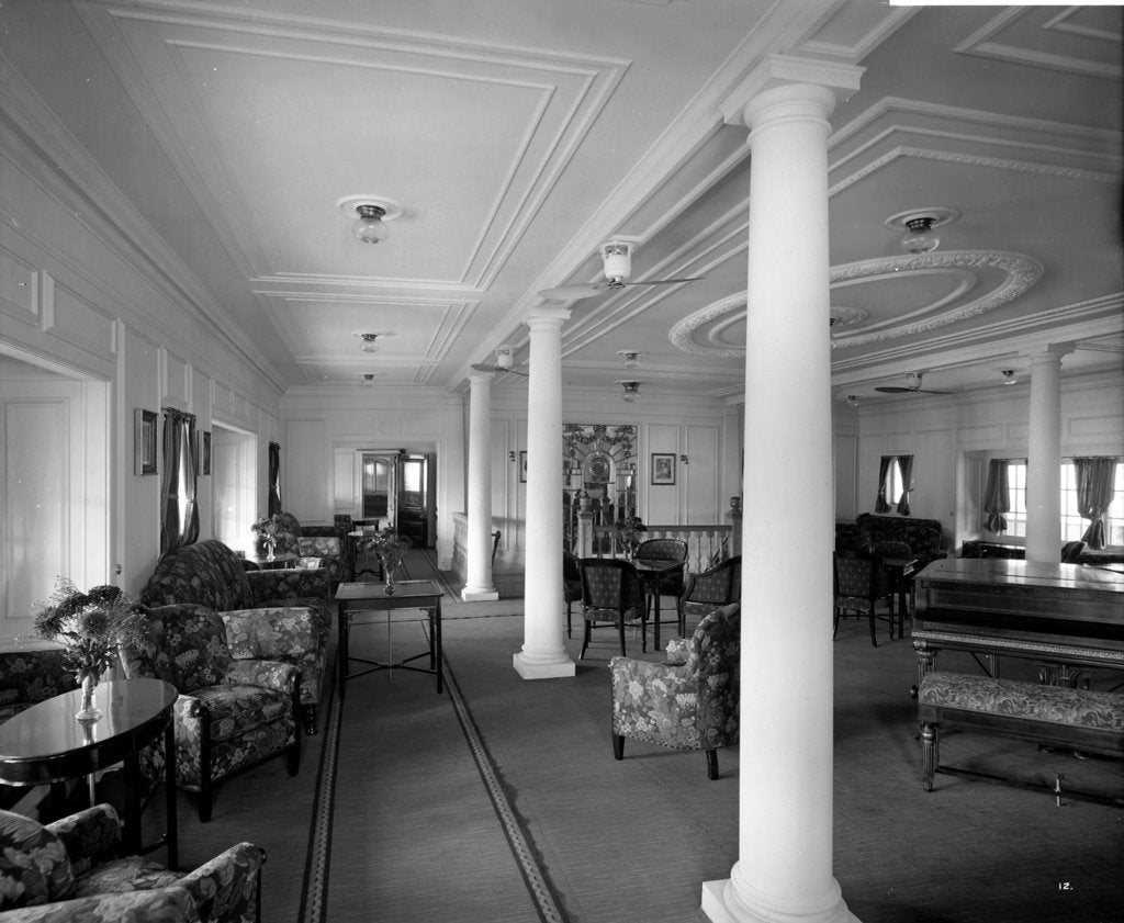 Detail of Cabin Class Lounge on the 'Missanabie' (1914) by Bedford Lemere & Co.