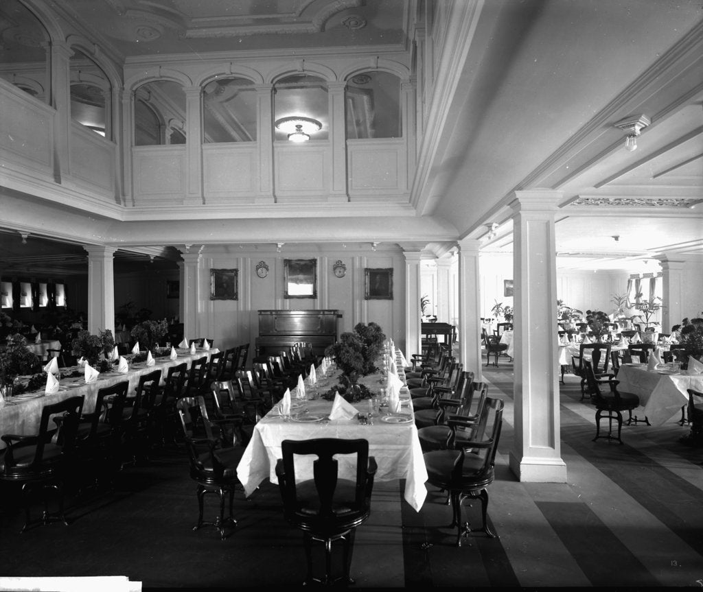 Detail of Cabin Class Dining Saloon on the 'Missanabie' (1914) by Bedford Lemere & Co.