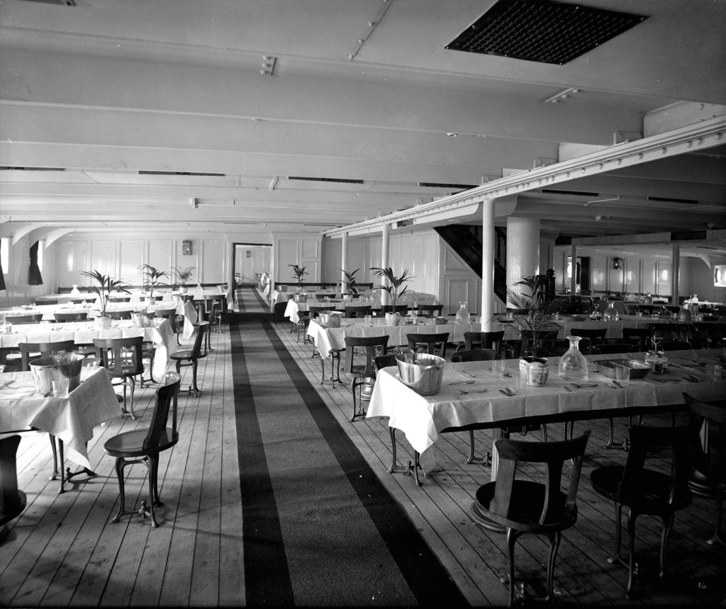 Detail of Third Class Dining Saloon on the 'Missanabie' (1914) by Bedford Lemere & Co.