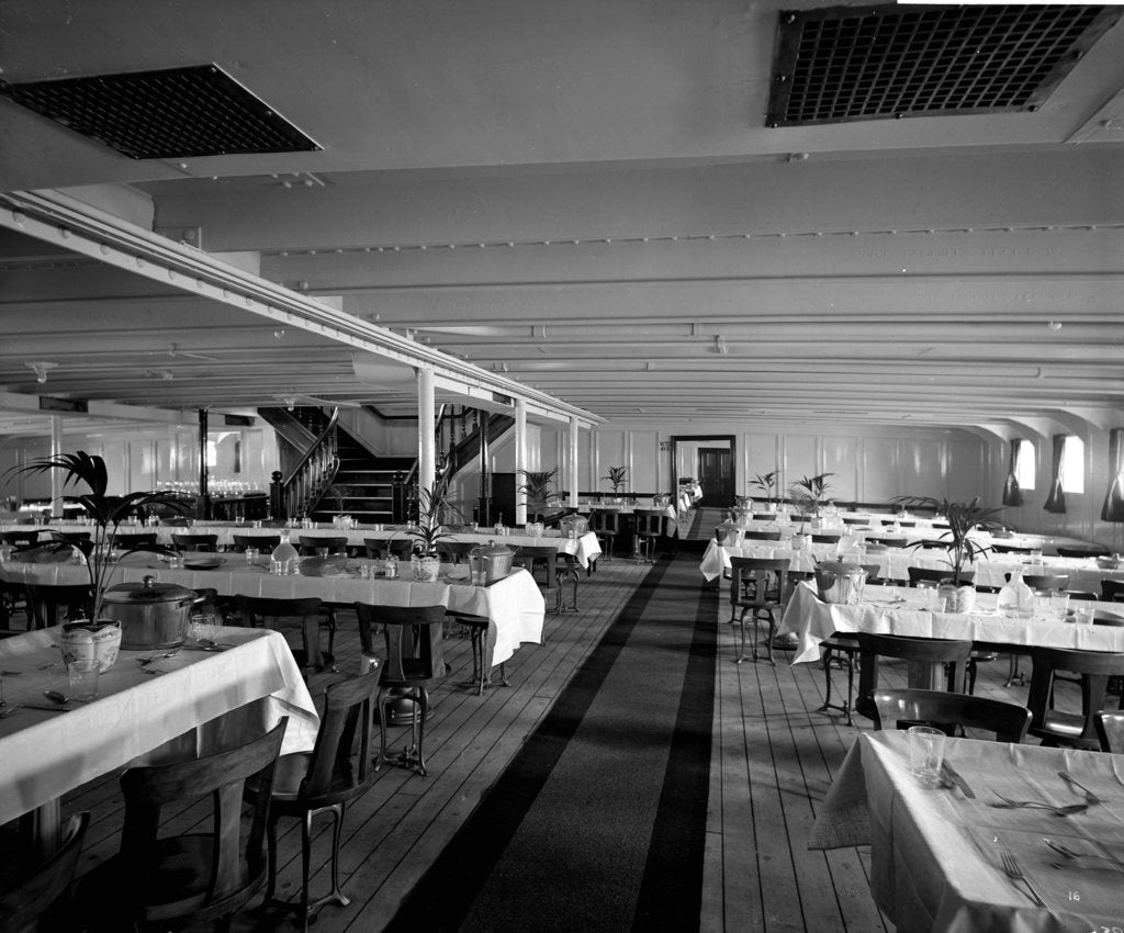 Detail of Third Class Dining Saloon on the 'Missanabie' (1914) by Bedford Lemere & Co.