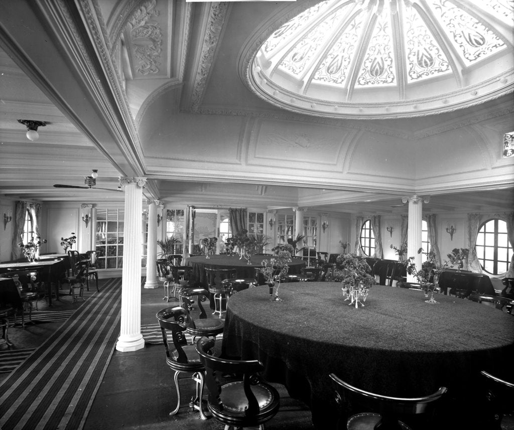 Detail of First Class Dining Saloon on the 'Ciudad de Buenos Aires' (1914) by Bedford Lemere & Co.