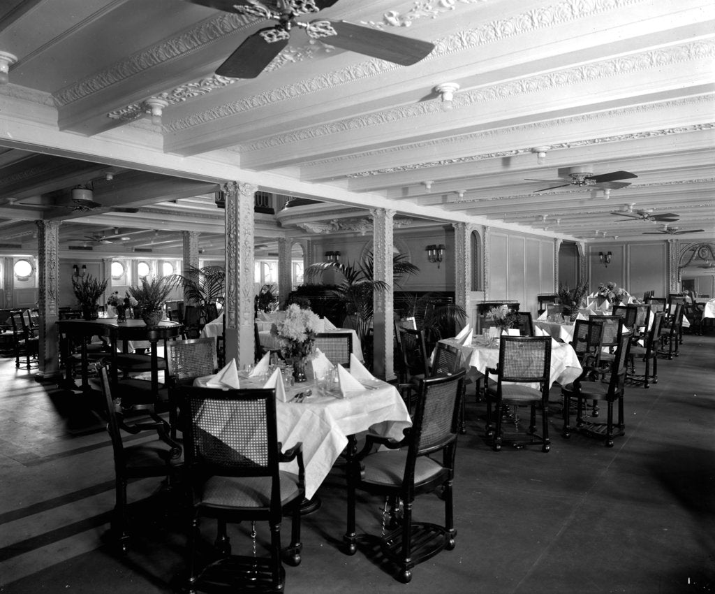 Detail of First Class Dining Saloon on the 'Essequibo' (1914) by Bedford Lemere & Co.