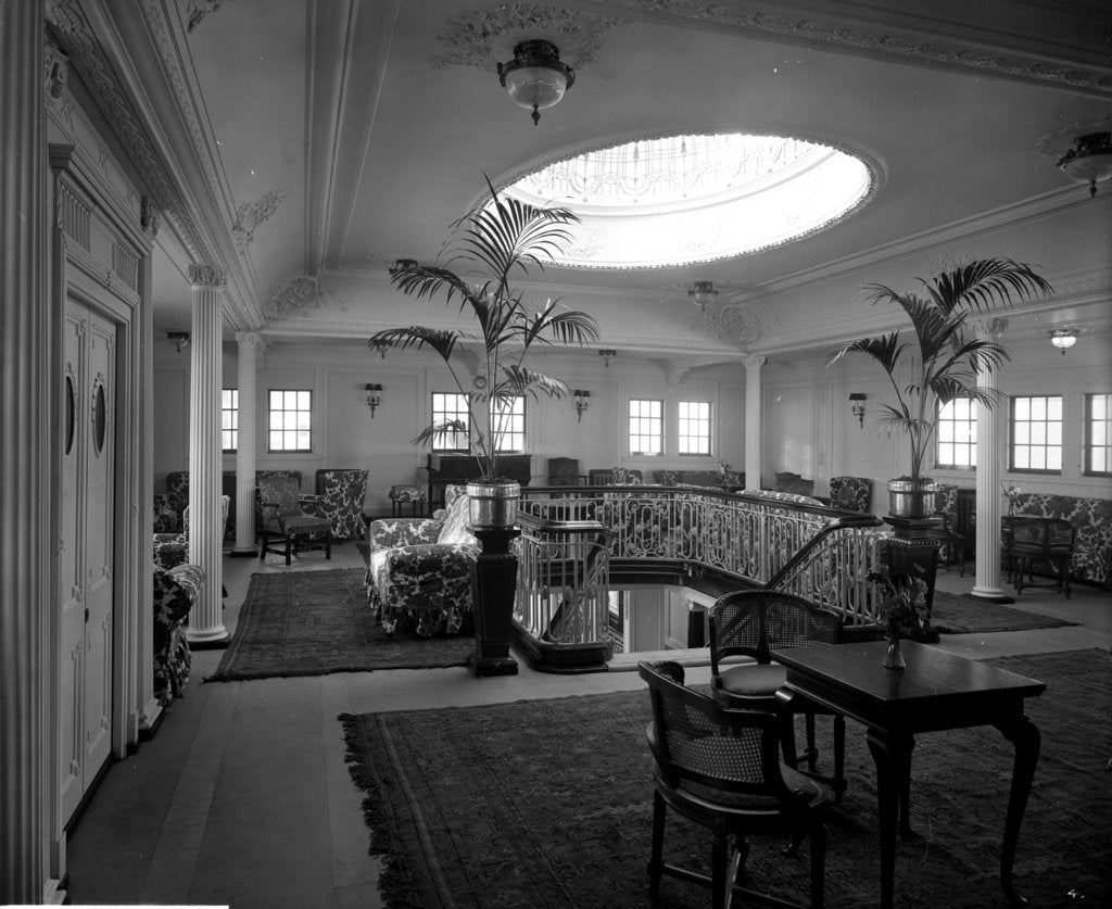 Detail of First Class Lounge on the 'Essequibo' (1914) by Bedford Lemere & Co.