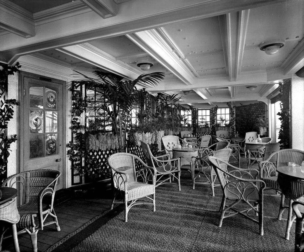 Detail of First Class Verandah Cafe on the 'Essequibo' (1914) by Bedford Lemere & Co.