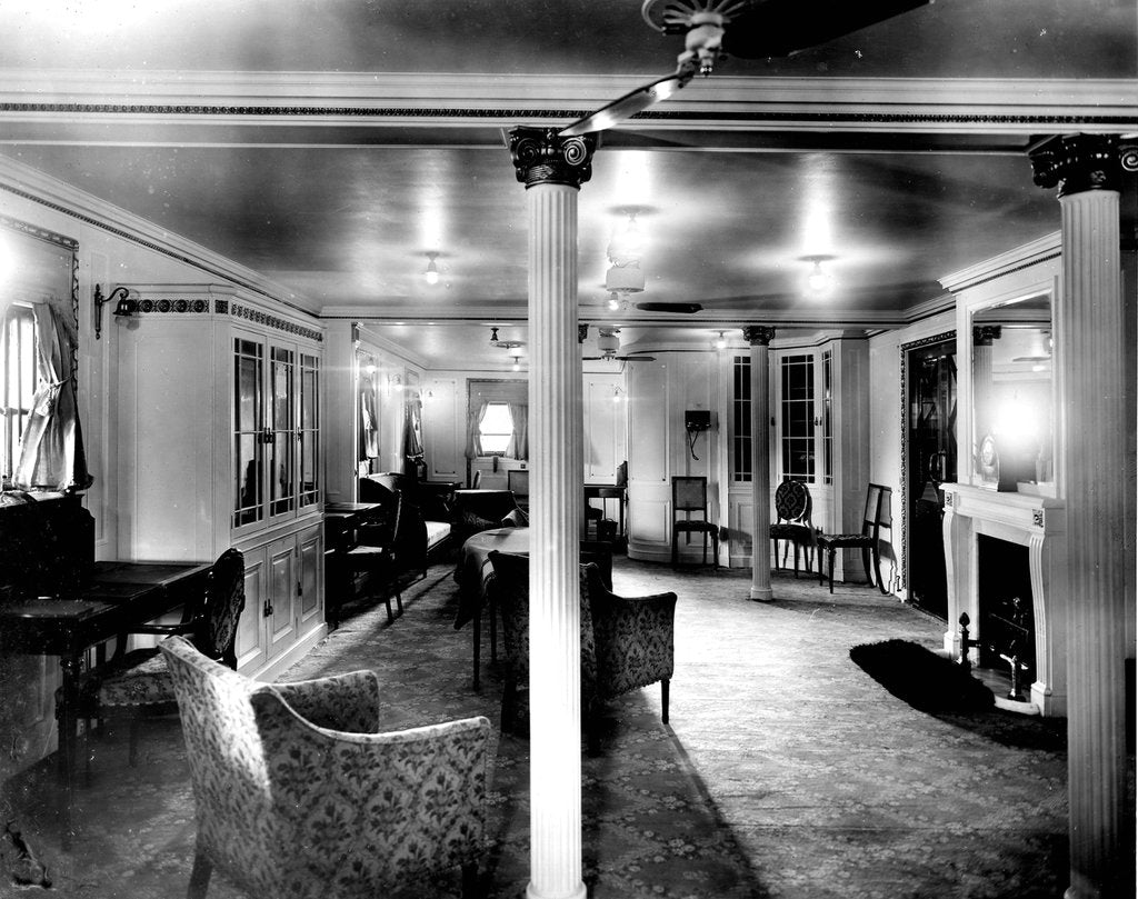 Detail of First Class Library and Writing Room on the 'Niagara' (1913) by Bedford Lemere & Co.