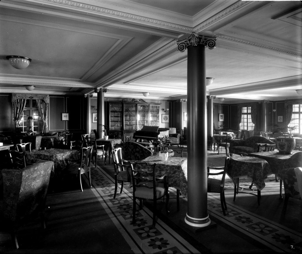 Detail of Cabin Class Lounge on the 'Melita' (1918) by Bedford Lemere & Co.