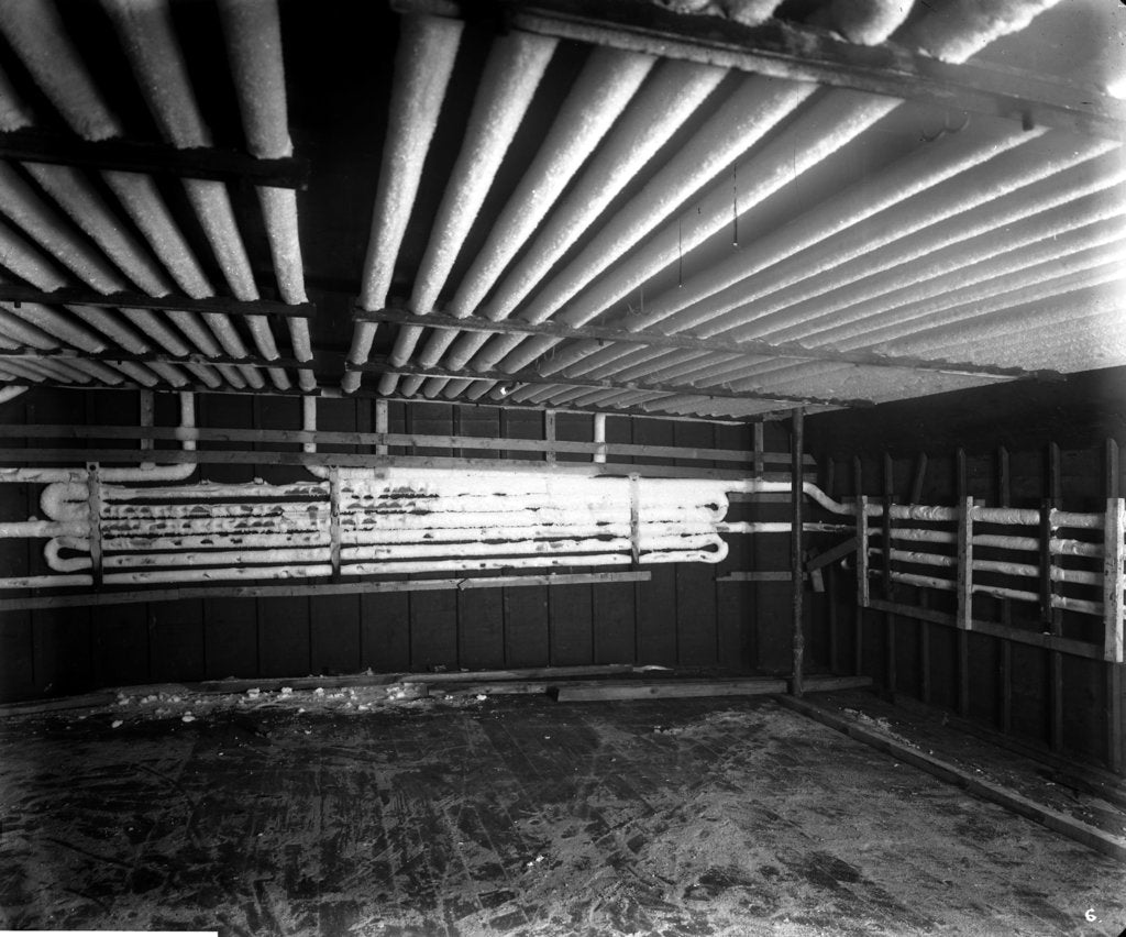 Detail of Junior Army and Navy Stores Ltd refrigerating chamber on the 'Borodino' (1911) by Bedford Lemere & Co.