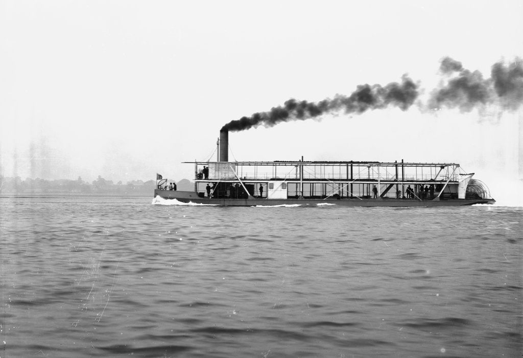 Detail of River gunboat, 'Sternwheel' (1911) under way in Southampton Water during builder's trials, prior to dismantling and despatch to Baghdad by unknown