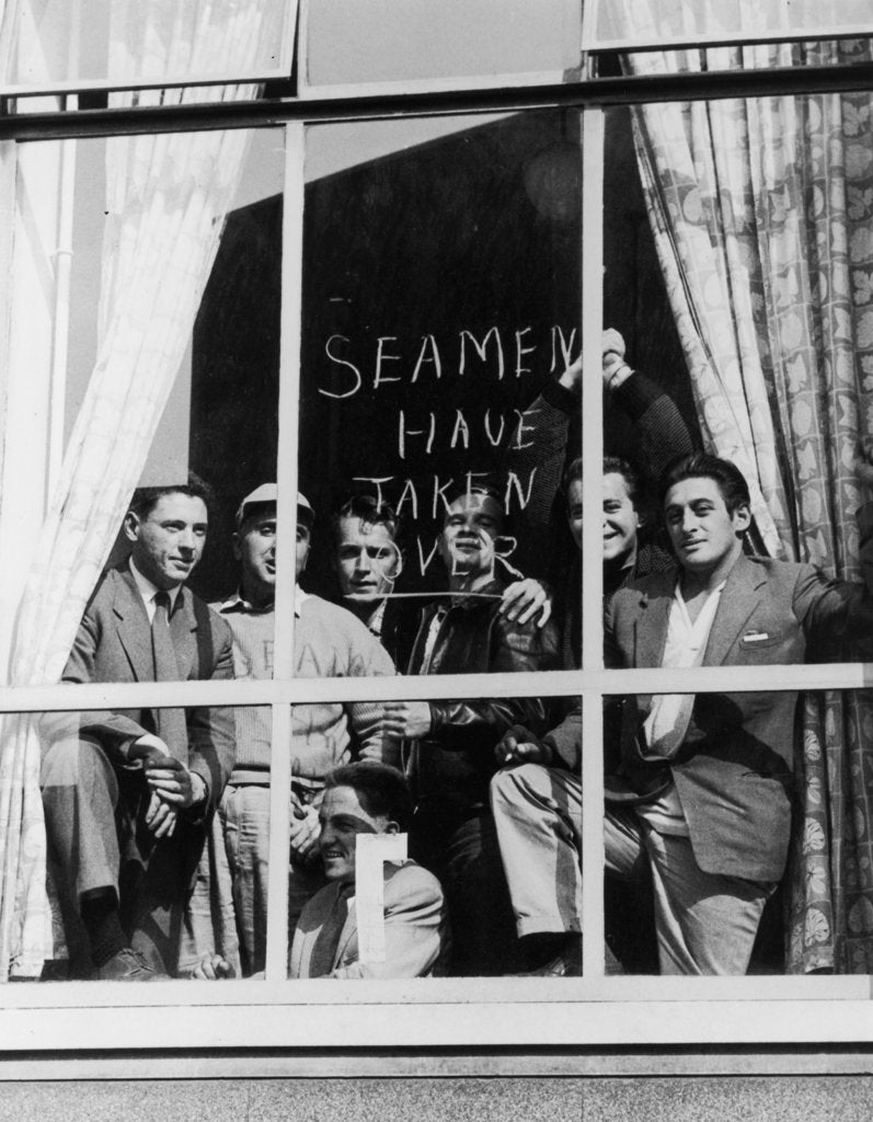 Detail of Striking Seamen, barricaded into the National Union of Seamen Office by unknown