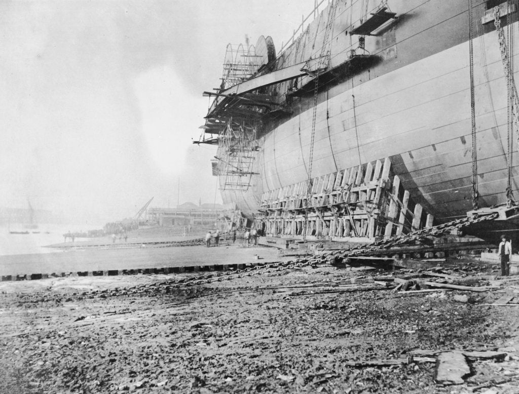 Detail of View of Brunel's 'Great Eastern' prior to her 1858 launch by unknown