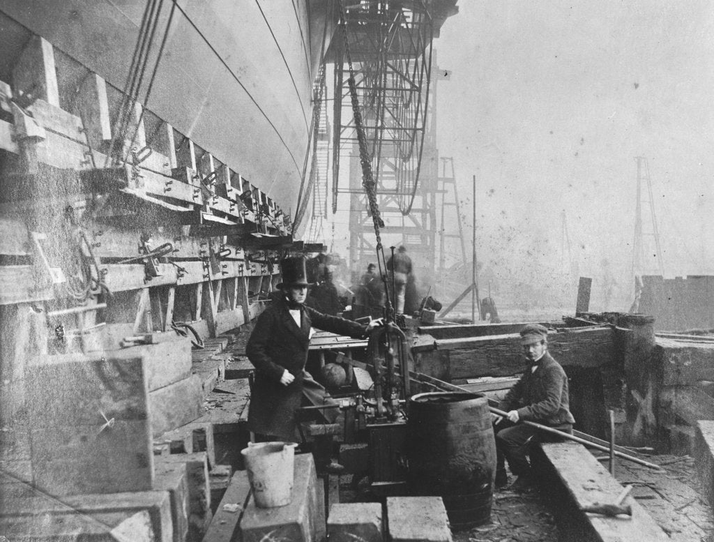 Detail of View of Brunel's 'Great Eastern' prior to her 1858 launch by unknown