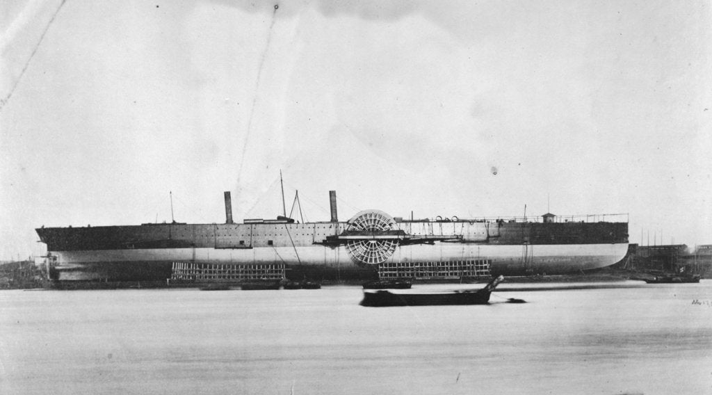 Detail of View of Brunel's 'Great Eastern' prior to her 1858 launch by unknown