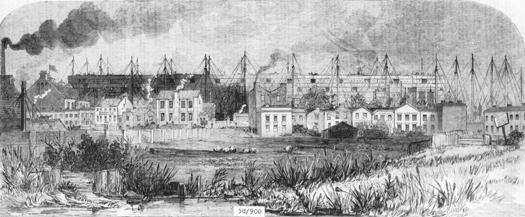 Detail of The 'Great Eastern' (1858) under construction by unknown