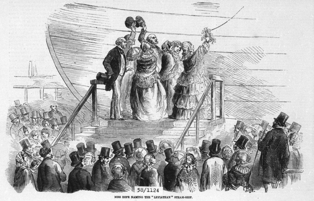 Detail of Miss Hope naming the 'Leviathan (or 'Great Eastern') by unknown