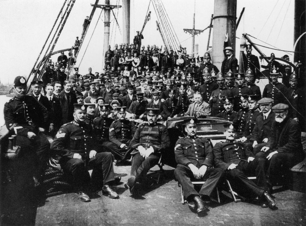 Detail of Police and strike-breakers during the 1911 strike by W. H. Powell