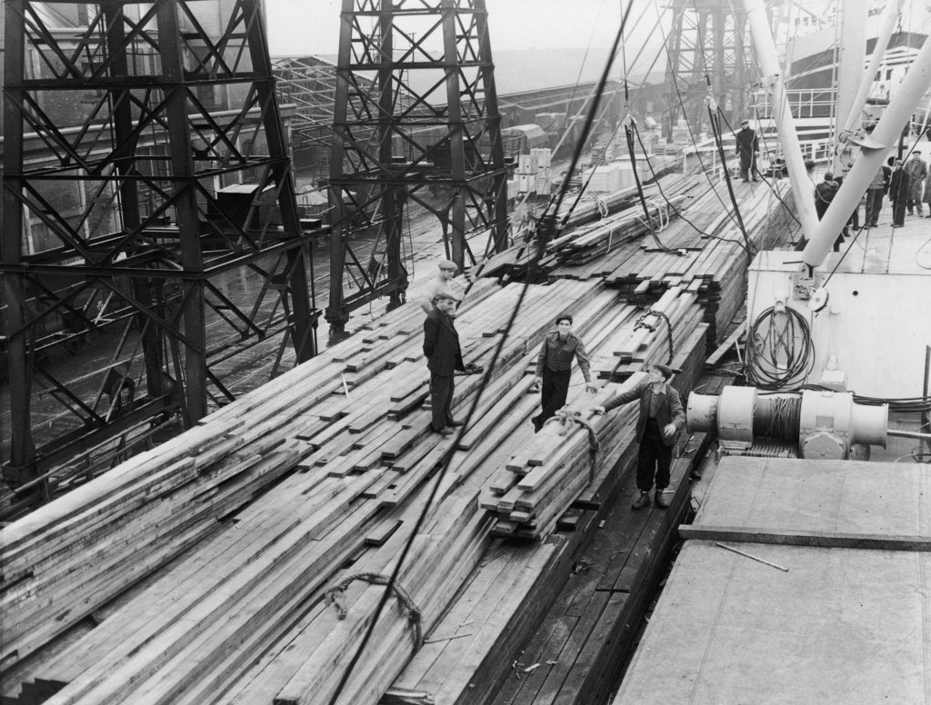 Detail of Wood unloaded from the Pacific Reliance (1951) by unknown