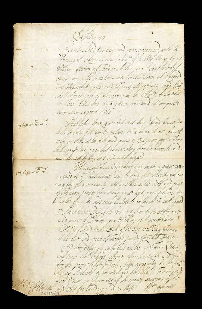 Detail of A 1678 contract from Woolwich Dockyard by unknown