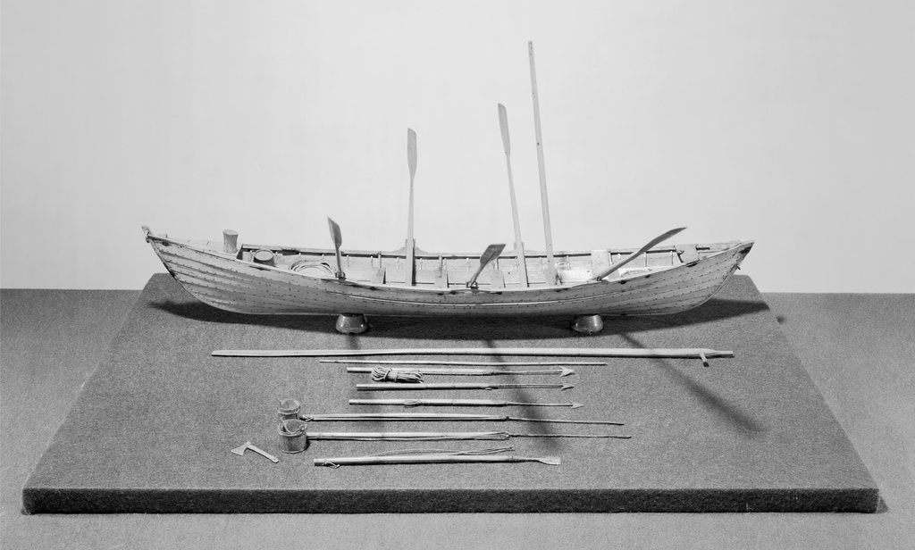 Detail of Six-oared American whaleboat, starboard broadside by unknown