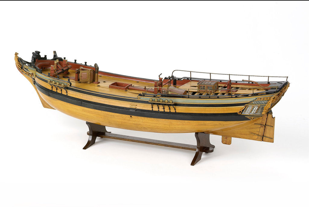 Detail of Full hull model of a merchant brig (circa 1795) by unknown