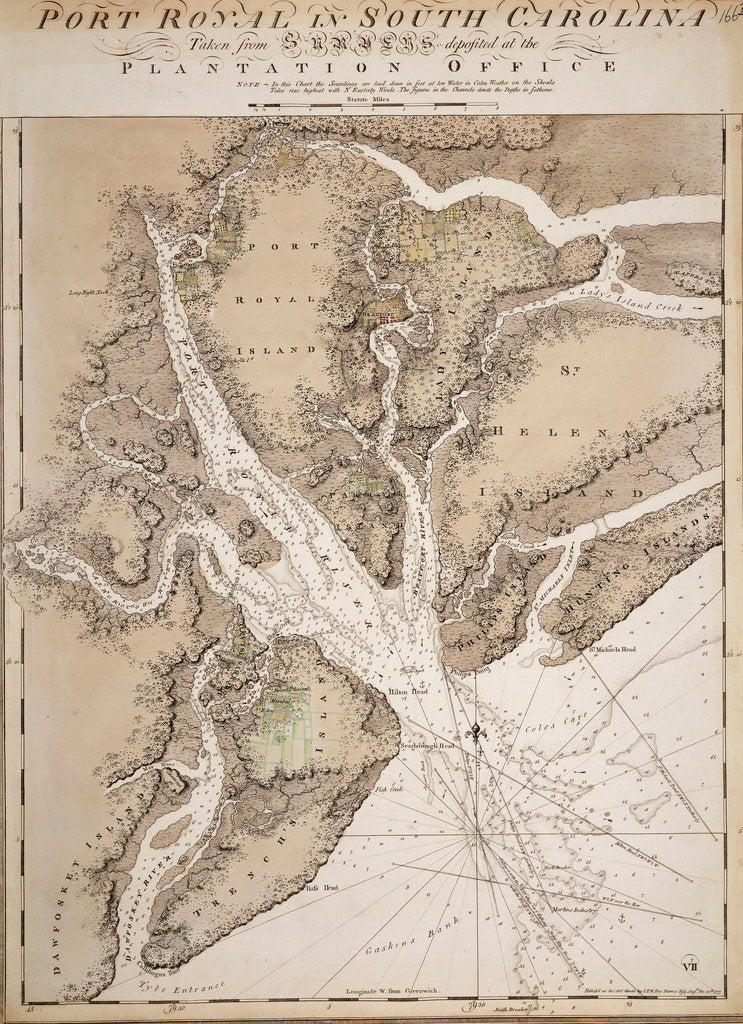 Detail of Chart of Port Royal in South Carolina, United States of America by J.F.W. Des Barres
