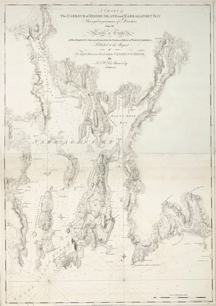 Detail of A chart of the harbour of Rhode Island and Narraganset Bay by J.F.W. Des Barres
