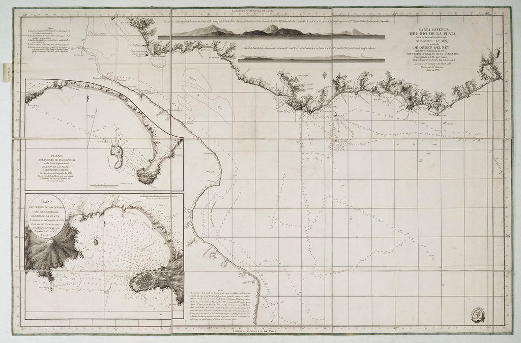 Detail of Chart of South America and the Atlantic Coast by Juan de Langara