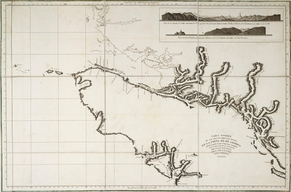 Detail of Nautical Chart of surveys made in 1792 of America to examine the entrance of Juan de Fuca by Deposito Hydrografico