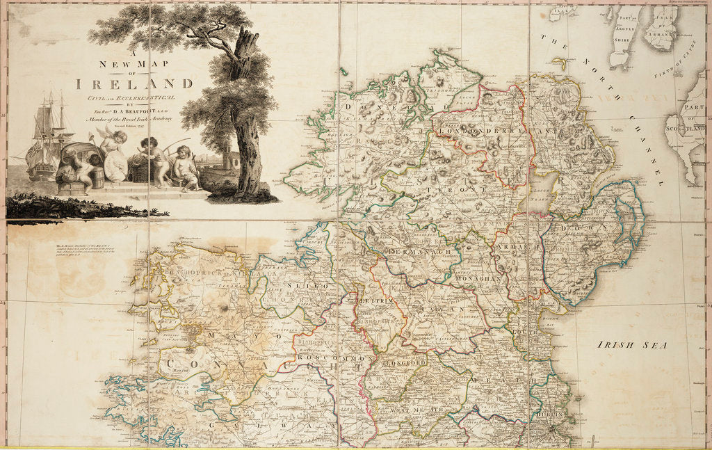 Detail of A new map of Ireland civil and ecclesiastical, 1797 by Daniel A. Beaufort