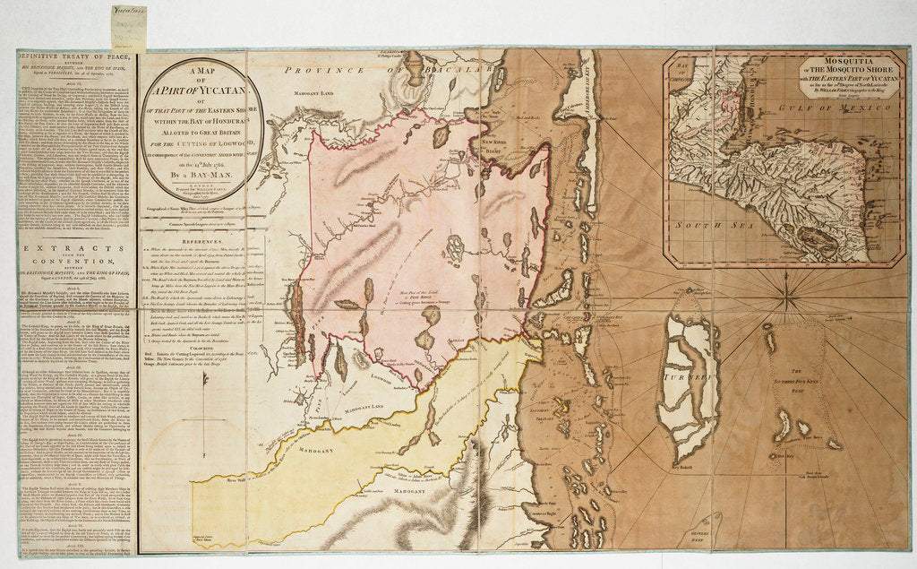 Detail of A map of a part of Yucatan or of that part of the eastern shore within the Bay of Honduras alloted [sic] to Great Britain for the cutting of logwood, in consequence of the convention signed with Spain on the 14th July 1786. By a Bay Man. by William Faden