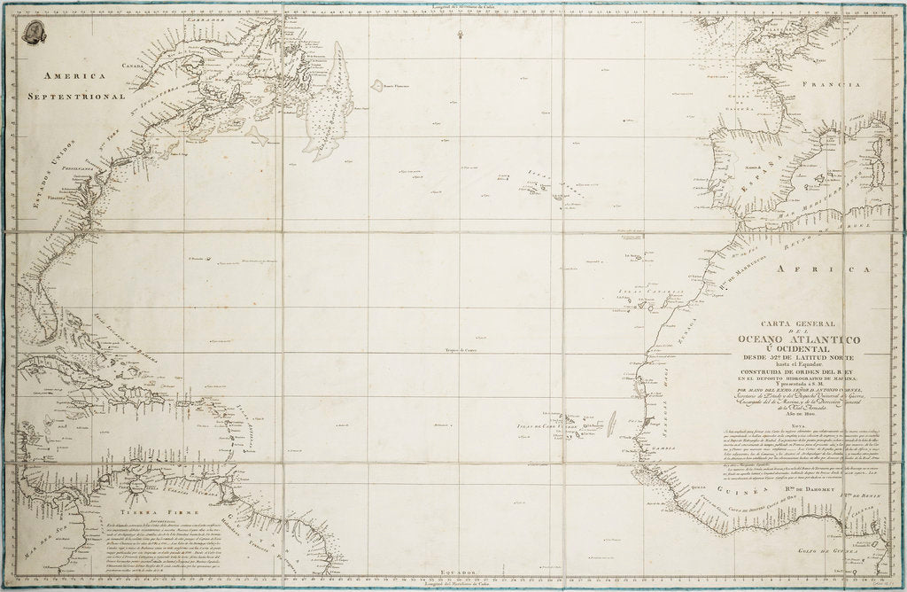 Detail of A general chart of the Atlantic Ocean north of the Equator by Deposito Hidrografico